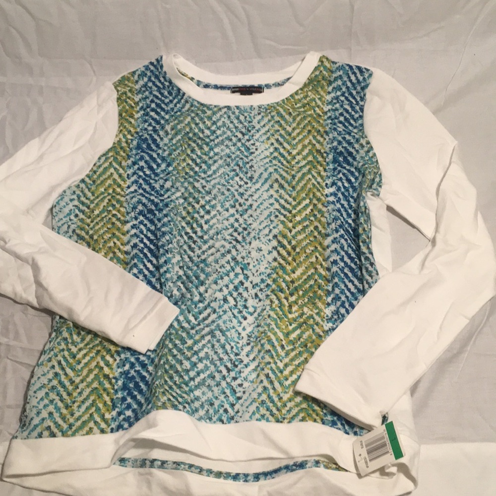 White and blue long sleeve shirt NWT